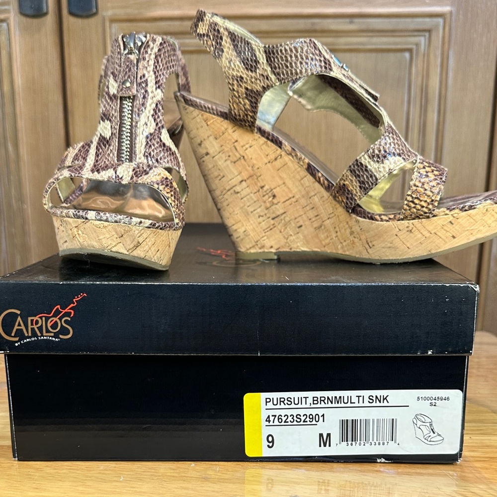Carlos by Carlos Santana Tan Snake Print Sandals